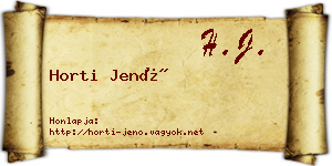 Horti Jenő névjegykártya